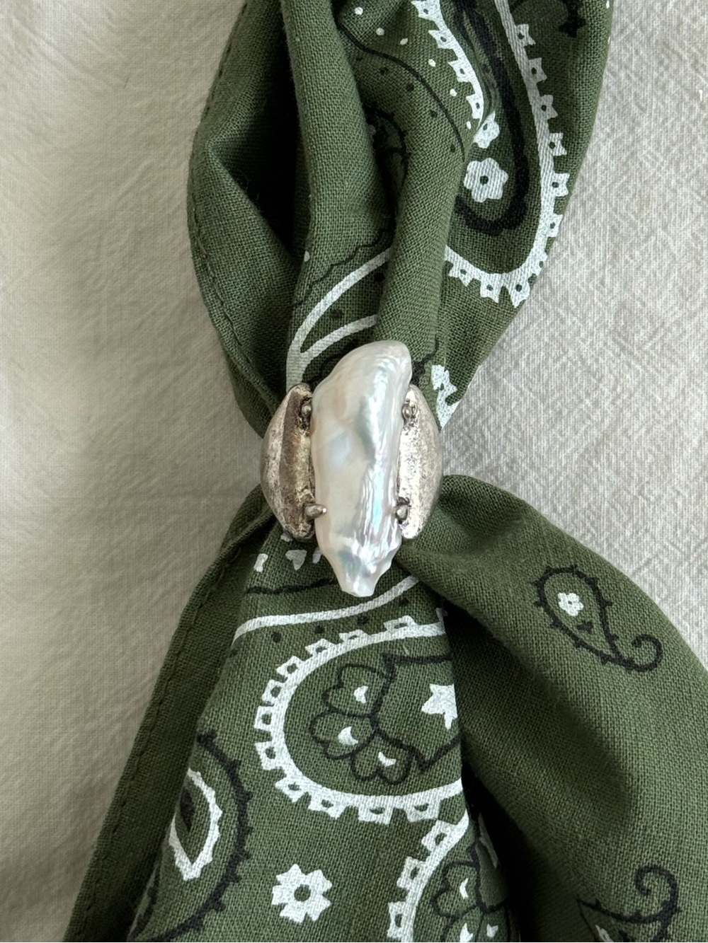 Free People Clasped Pearl Ring - Size 8